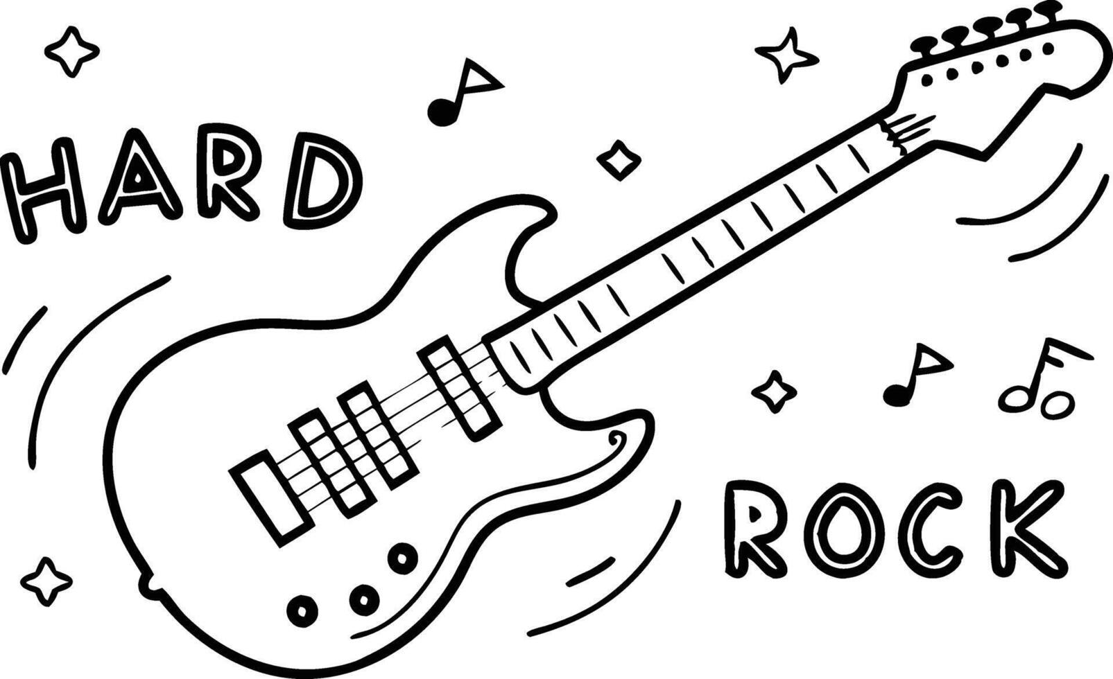 Monochrome Hard Rock Guitar Illustration with Bold Typography and Star Design vector