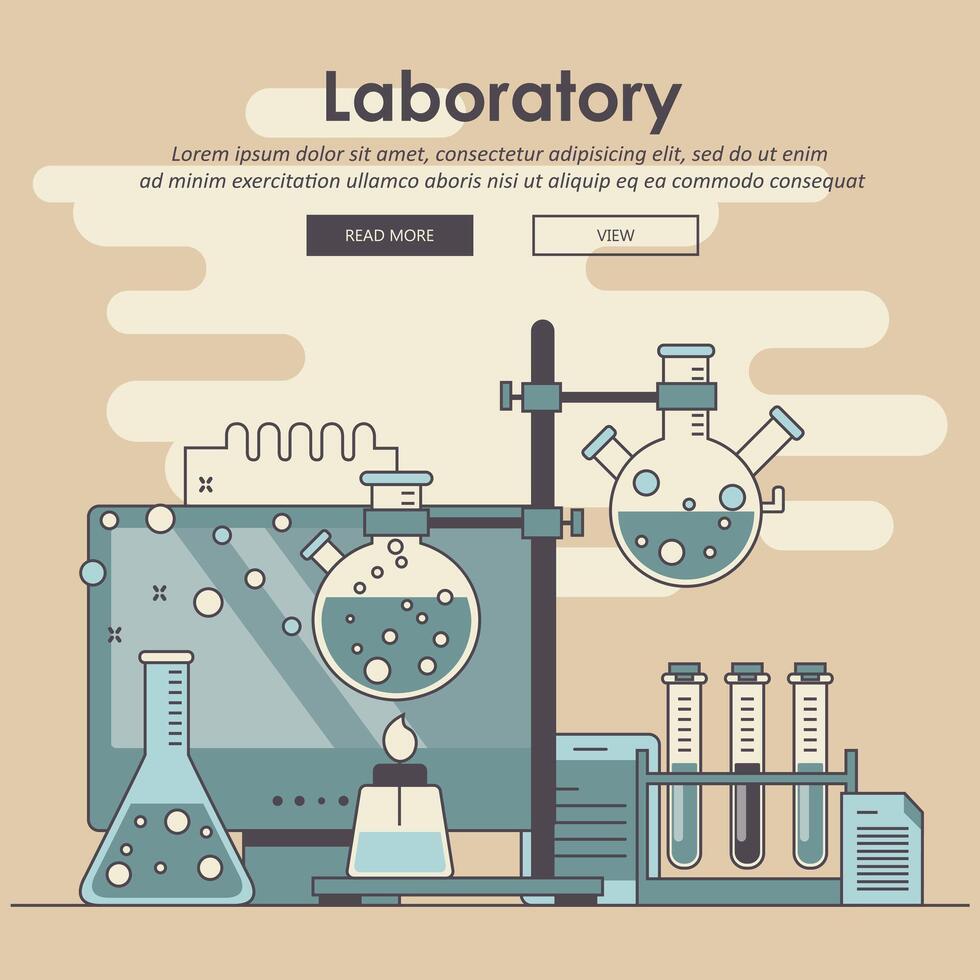 Laboratory equipment banner. Concept for science, medicine and knowledge. Flat illustration vector