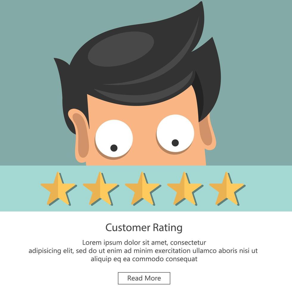 Rating on customer service illustration. Website rating feedback and review concept. Flat illustration vector