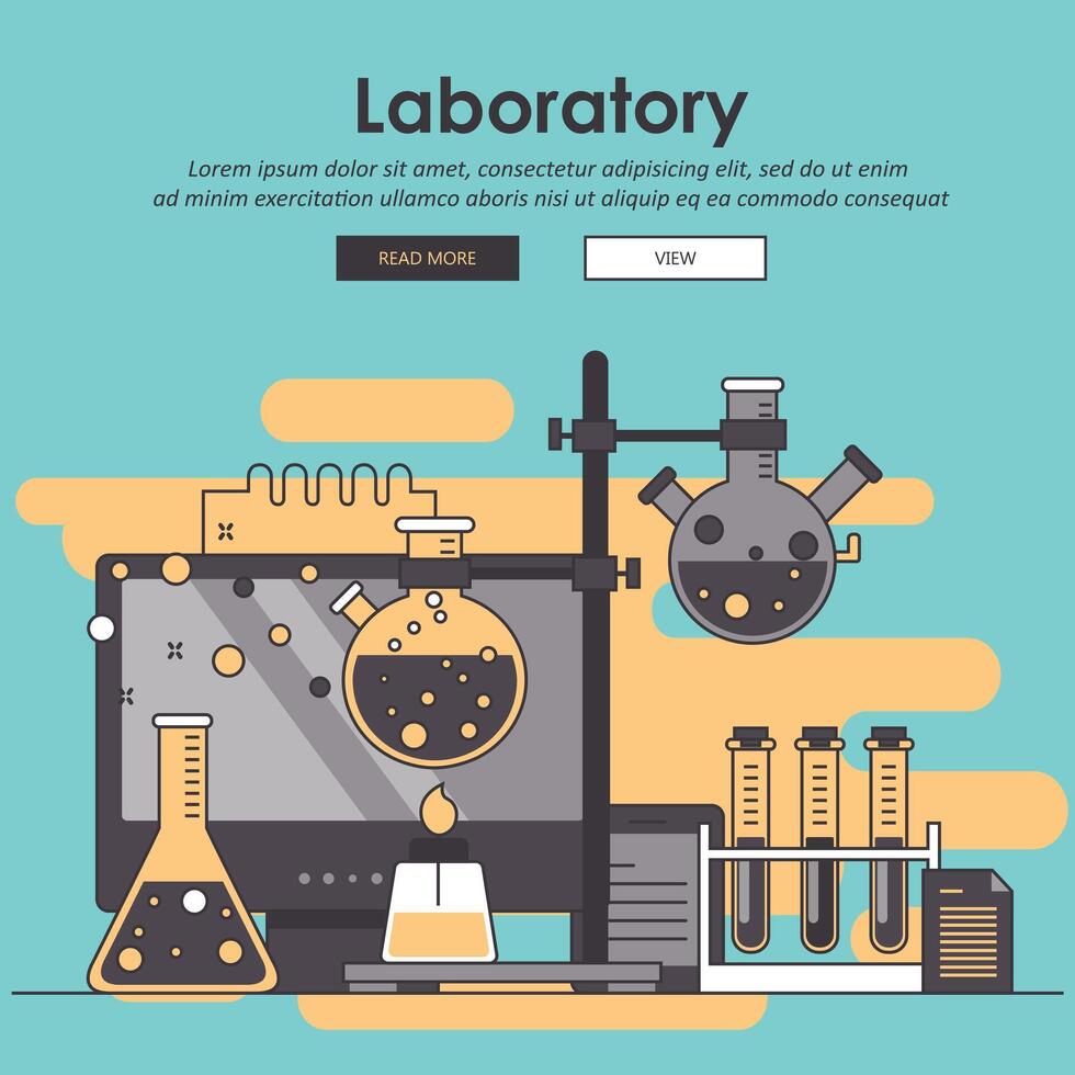 Laboratory equipment banner. Concept for science, medicine and knowledge. Flat illustration vector