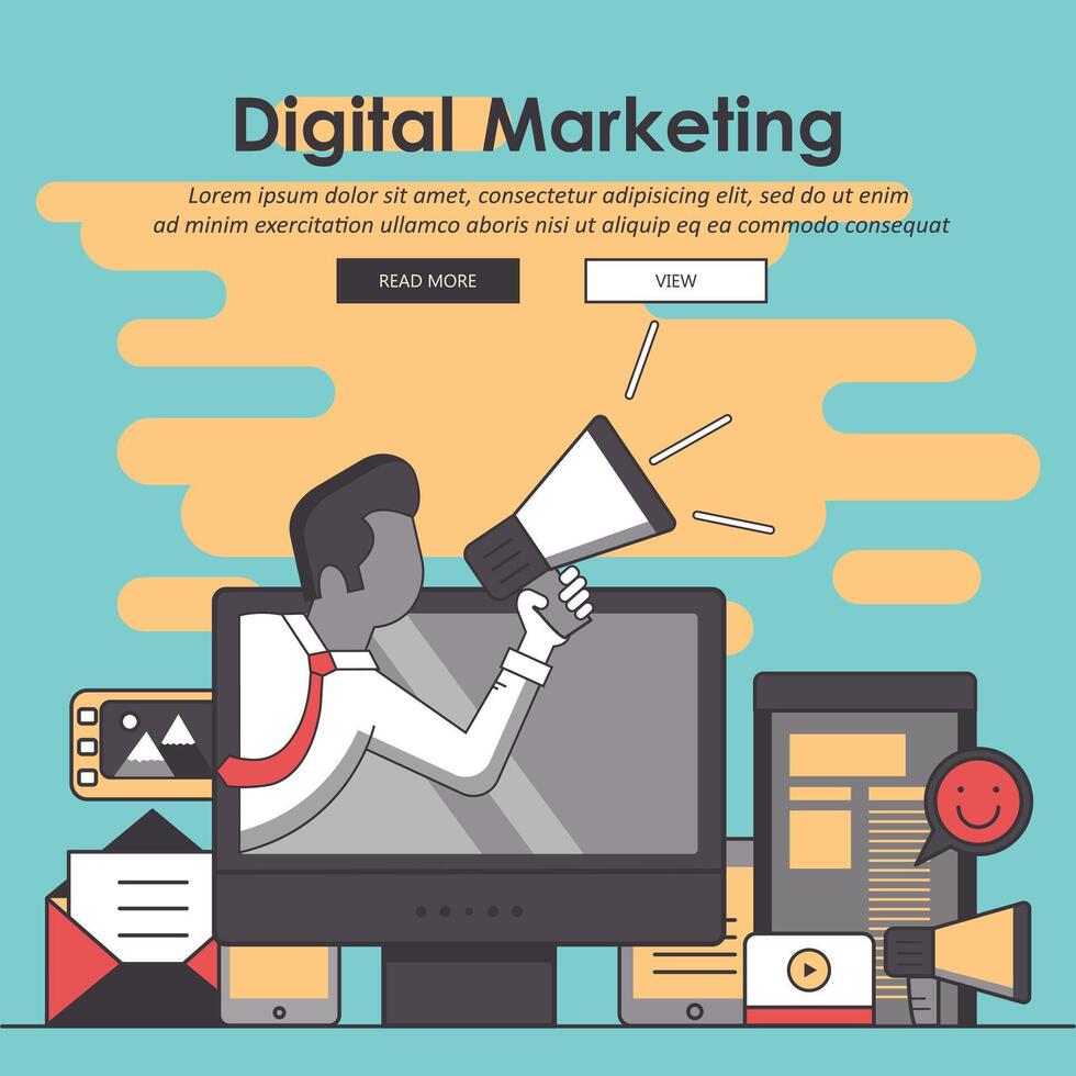 Media marketing concept. Flat illustration. vector