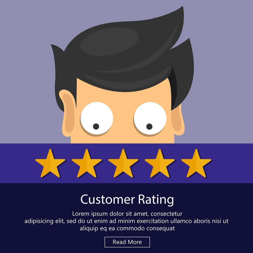 Rating on customer service illustration. Website rating feedback and review concept. Flat illustration vector