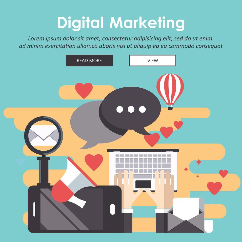 Media marketing concept. Flat illustration. vector
