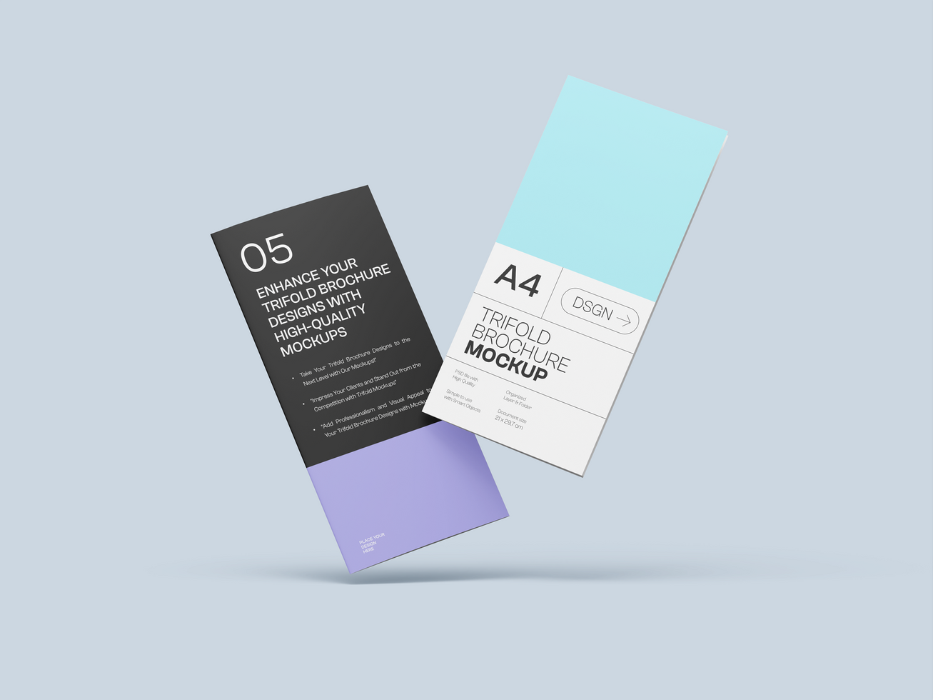 A4 Trifold Brochure Mockup 3D Render psd
