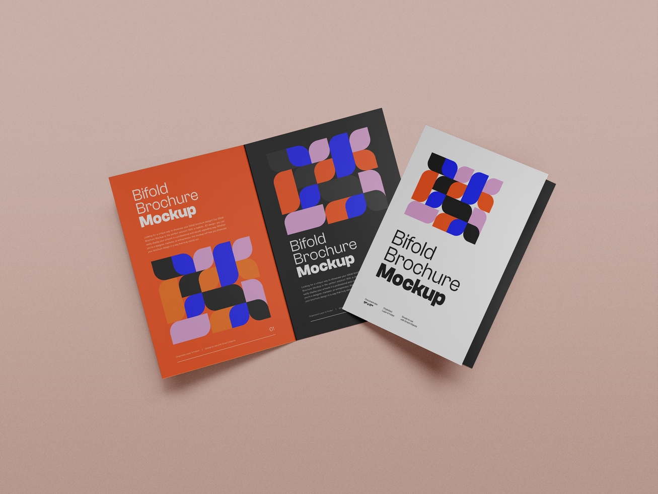 Bifold Brochure Mockup 3D Render psd