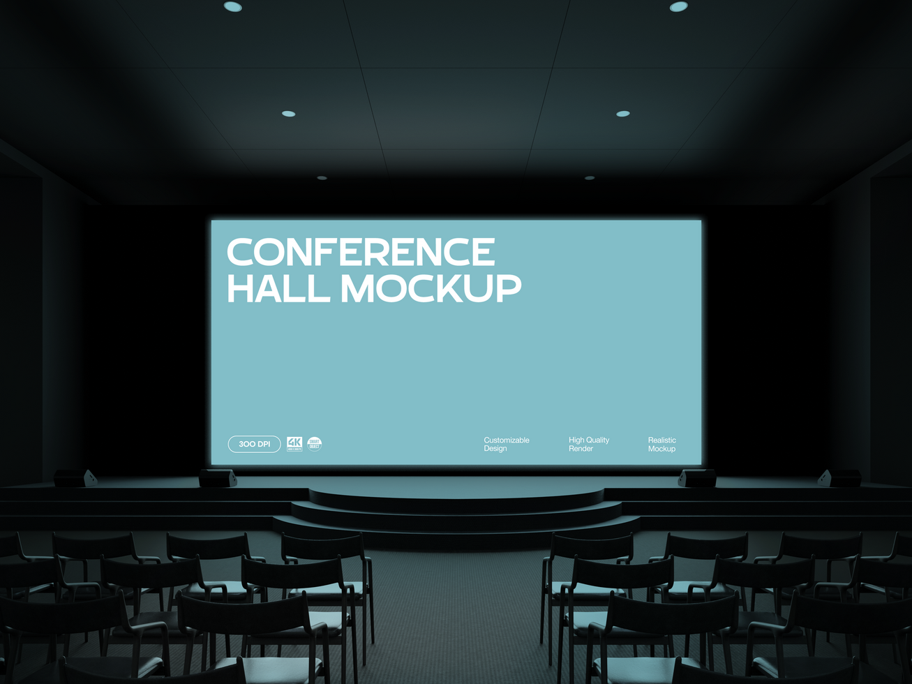 Screen Conference Hall Presentation Mockup 3D Render psd