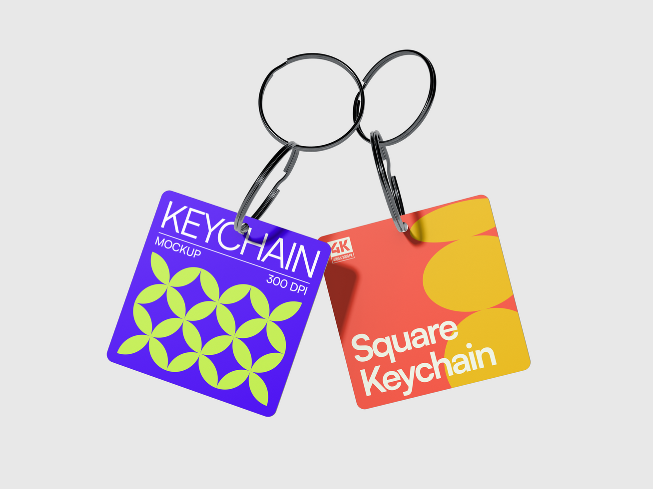 Realistic Square Keychain 3D Mockup psd