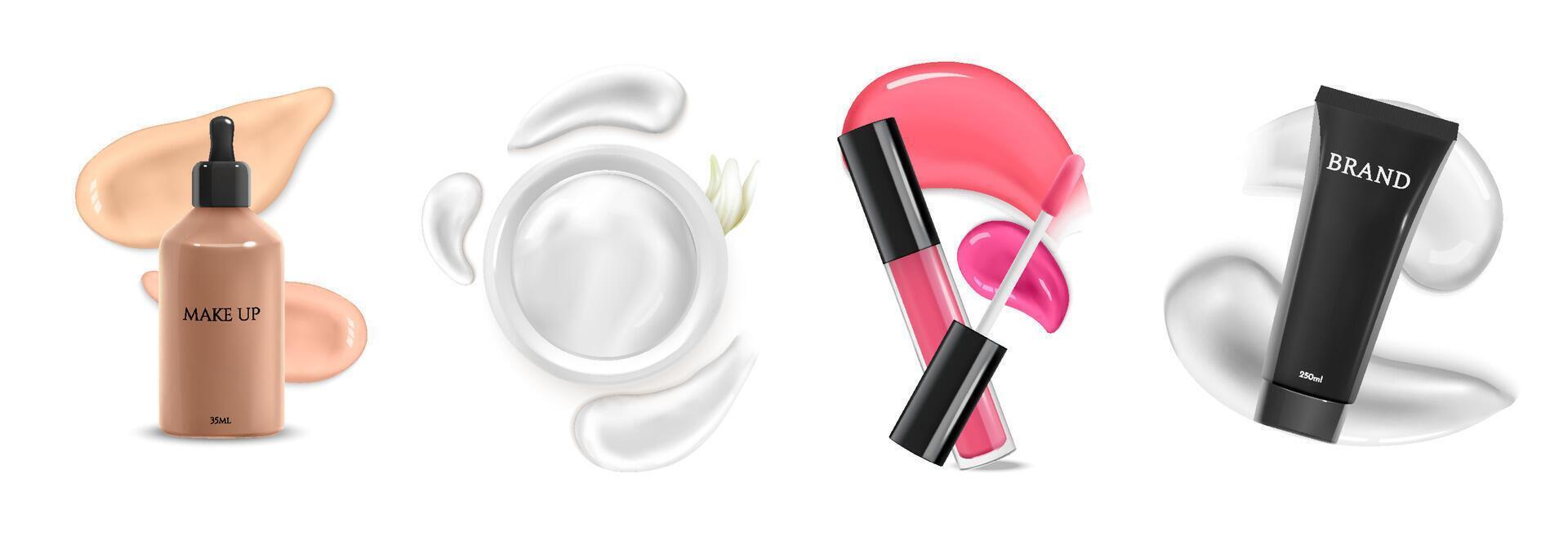 Cosmetic Products with Artistic Smears vector