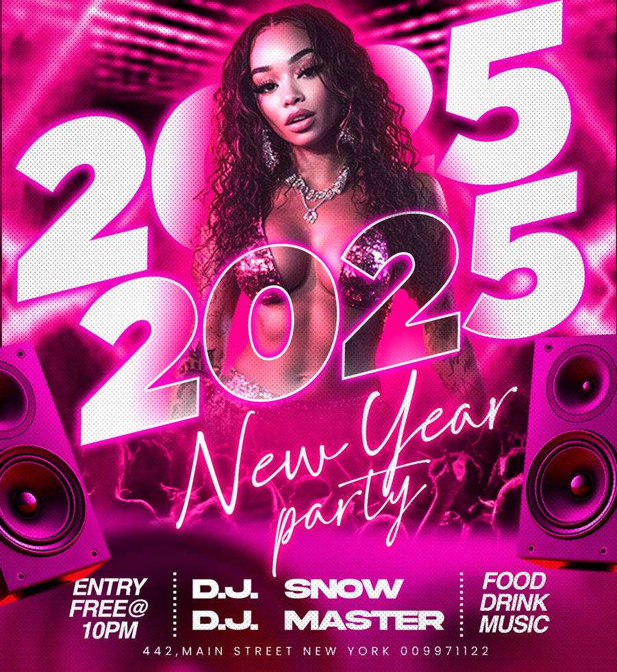 Happy new year 2025 party poster template for new year party advertisement New year party poste psd