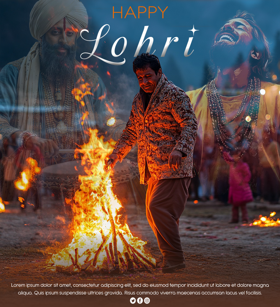 Happy Lohri celebration template with Lohri party celebration background Happy lohri poster psd