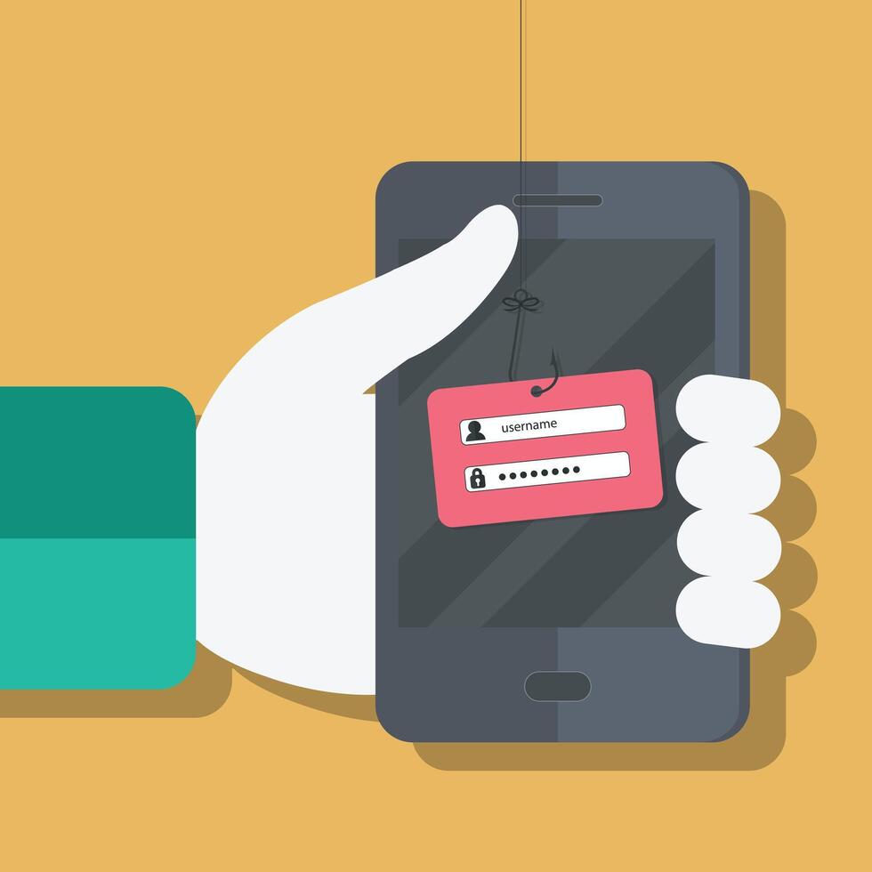 Internet Phishing a login and password concept. Flat illustration vector