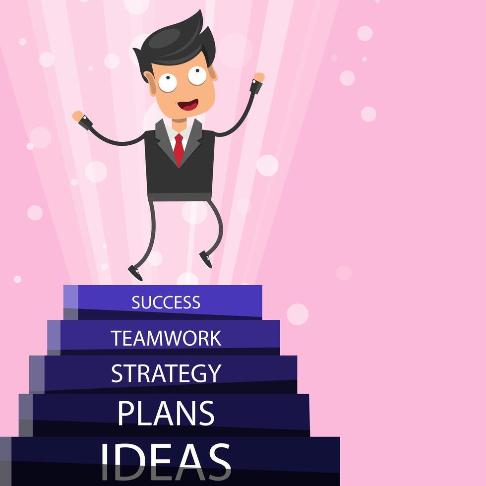 Successful manager illustration. Five step for success. Flat illustration vector