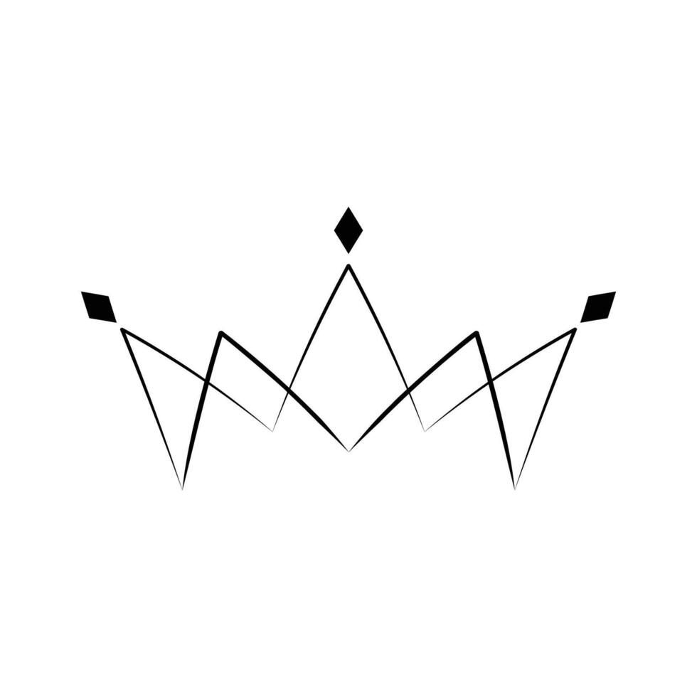linear illustration of a black crown on a white background. Crown logo line icon. vector