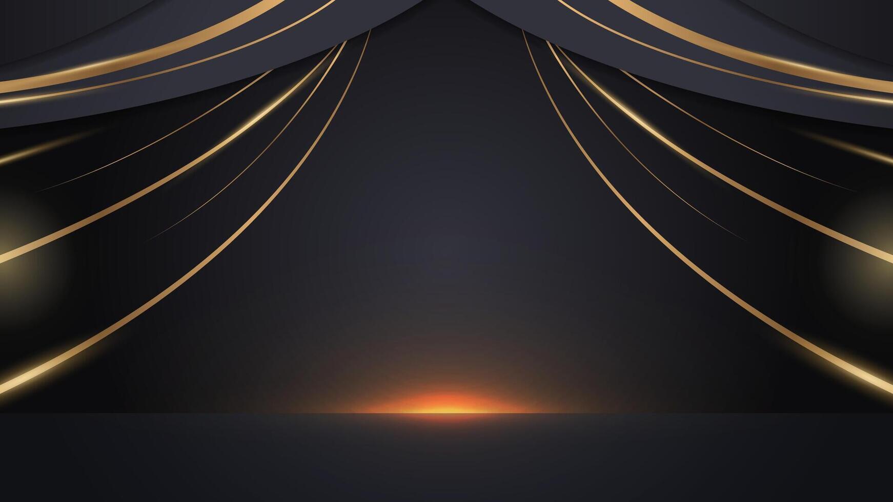 Luxury shiny gold on black background. Lighting effect and sparkle glowing gold lighting. Luxury, premium, podium award design style vector