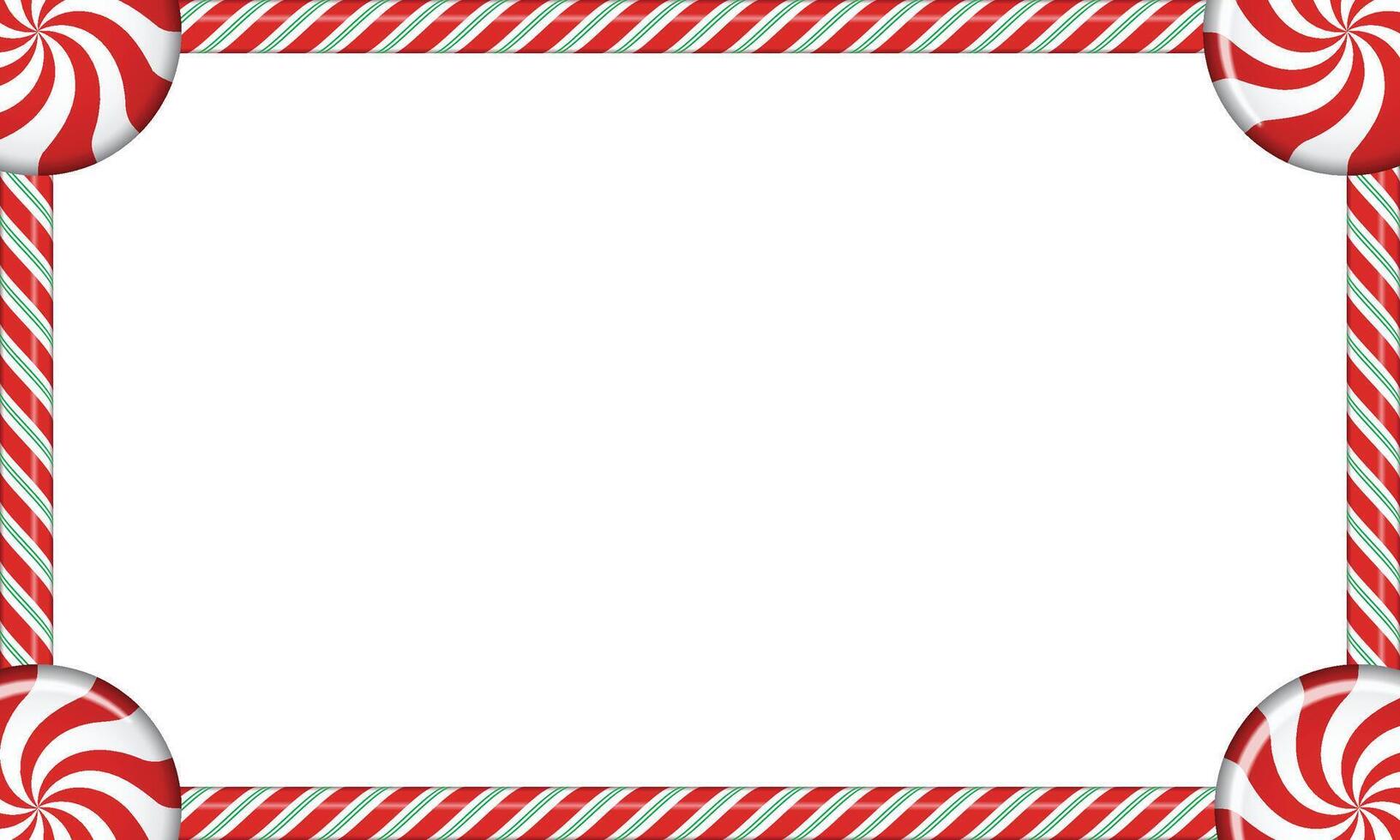 Rectangle candy cane frame with red and white striped lollipop pattern. illustration vector