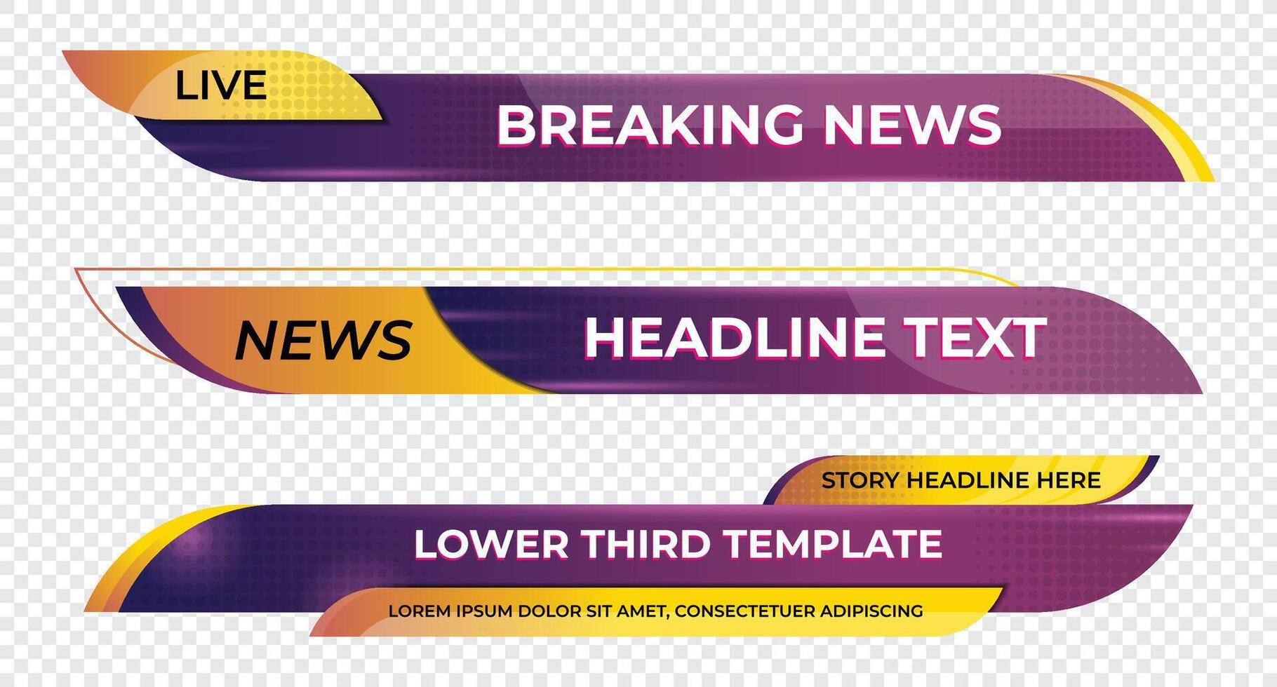 Lower third banner. Broadcast news lower third banner template design. Lower third bar template for breaking news. headline title vector