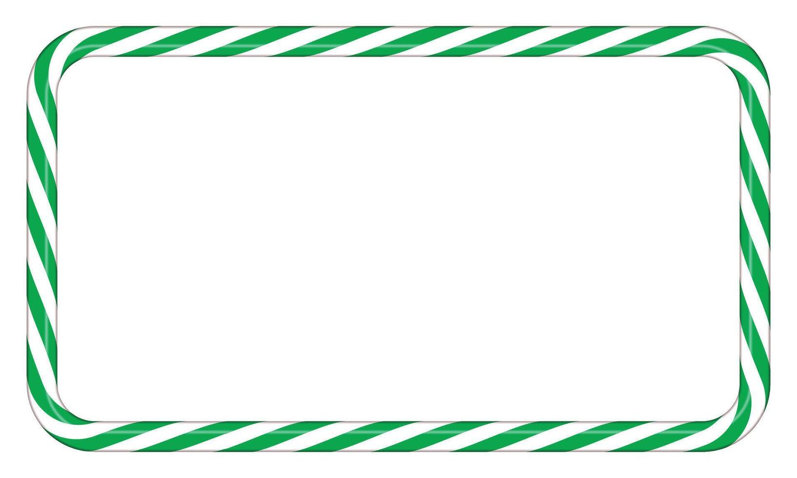 Candy cane frame with green and white striped. Border with striped candy lollipop pattern. Winter ornament decoration. illustration vector