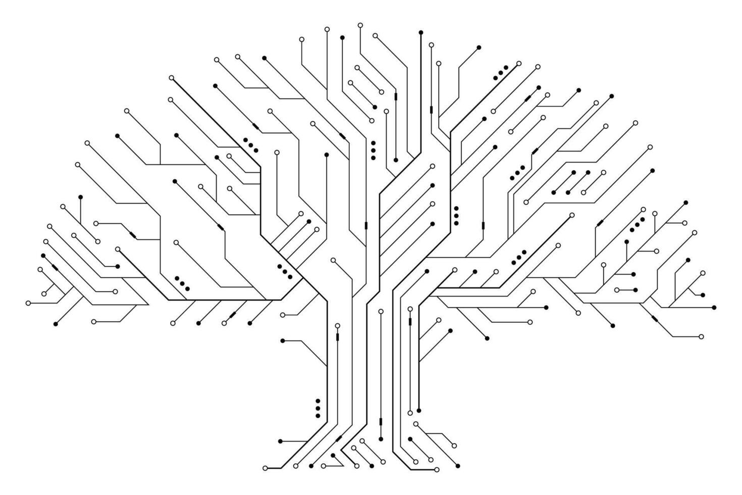 Circuit board tree. Tree data technology circuit line. Abstract futuristic circuit board. Futuristic technology design elements. illustration vector