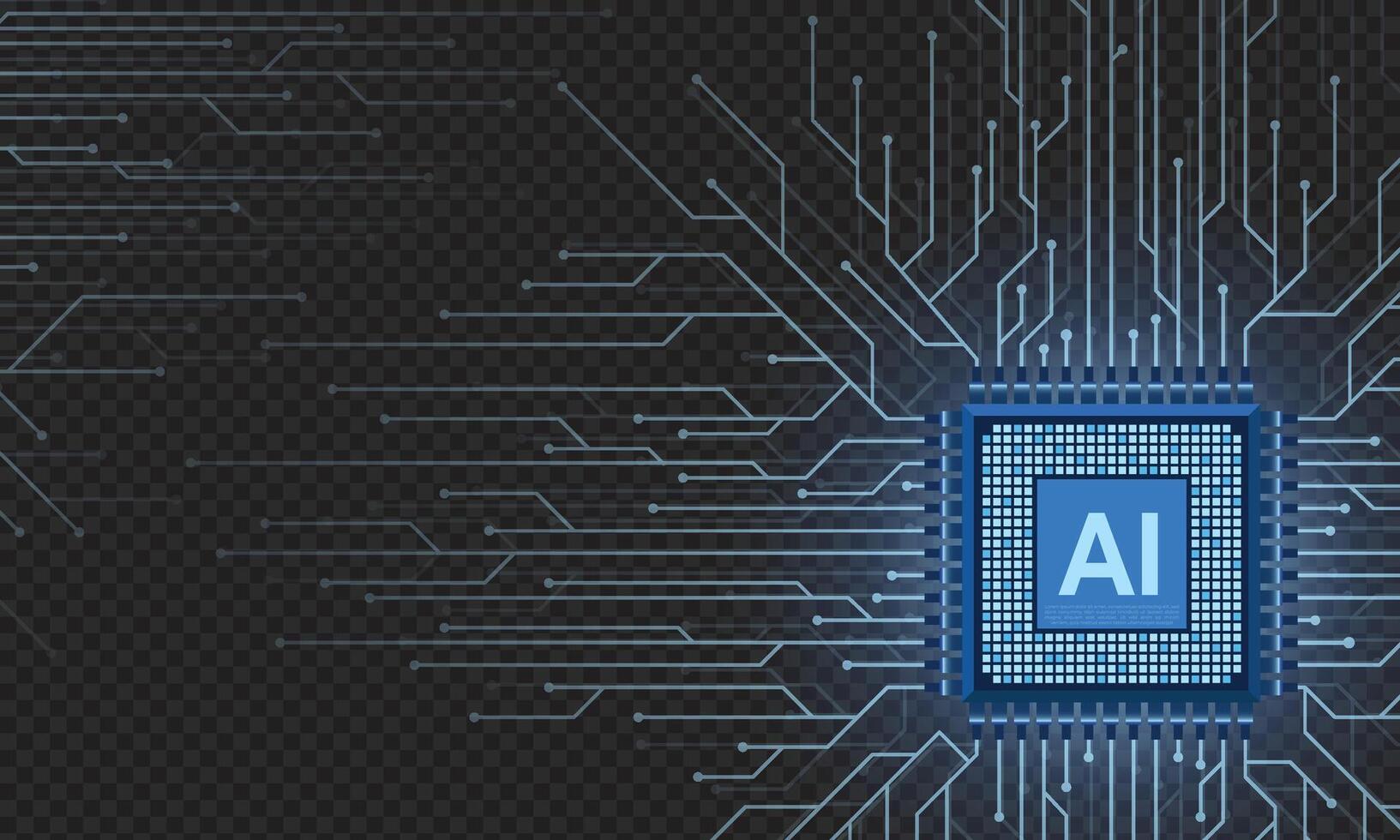 Artificial intelligence micro chip illustration. Quantum computing. Digital technology artificial intelligence concept design. Abstract futuristic hitech style. illustration vector