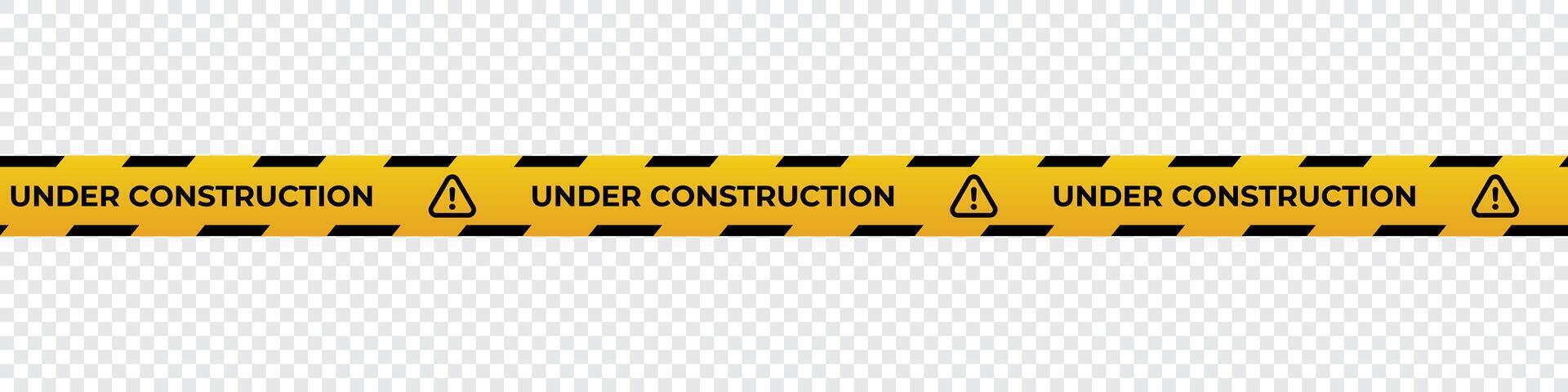 Under construction tape with yellow and black diagonal stripes. Warning tape. Seamless line. illustration vector
