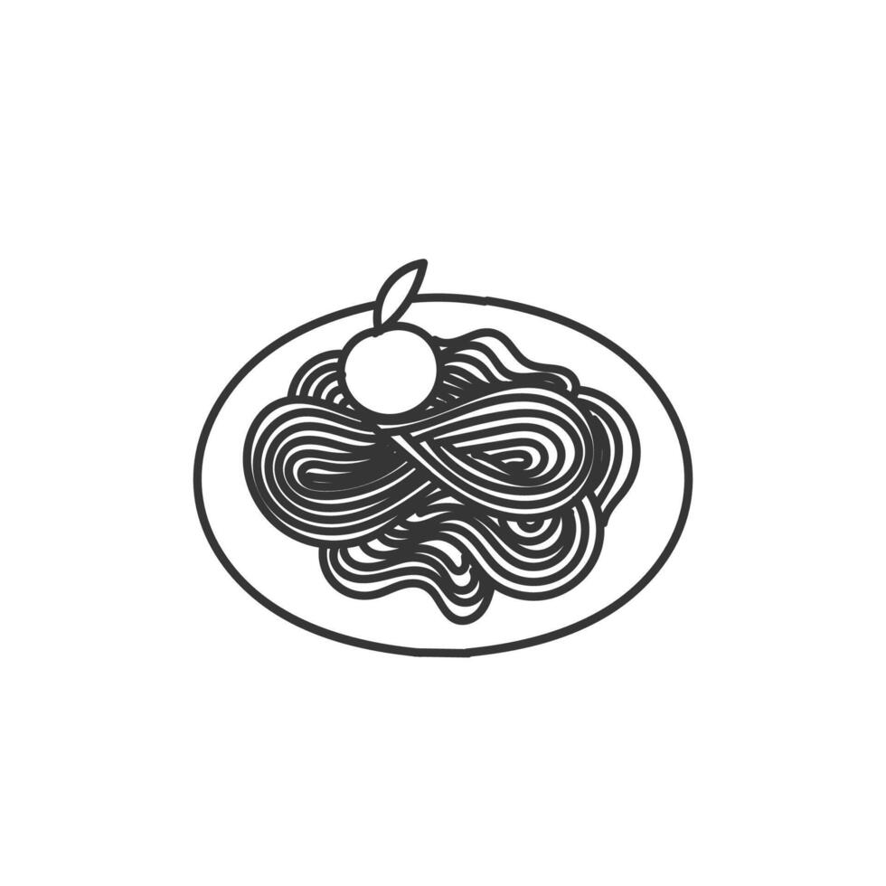 spaghetti with apple icon illustration vector