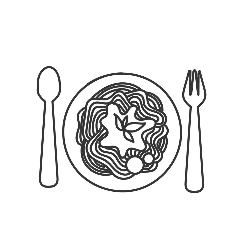 a plate with pasta and fork on it vector