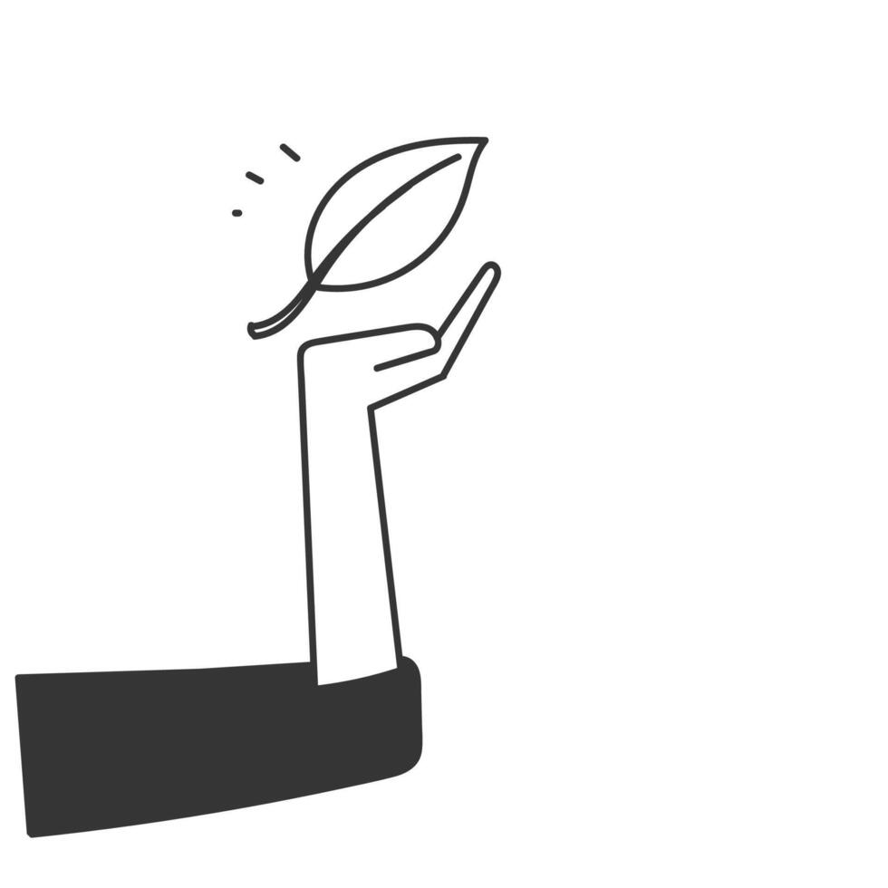 hand holding a leaf icon illustration vector
