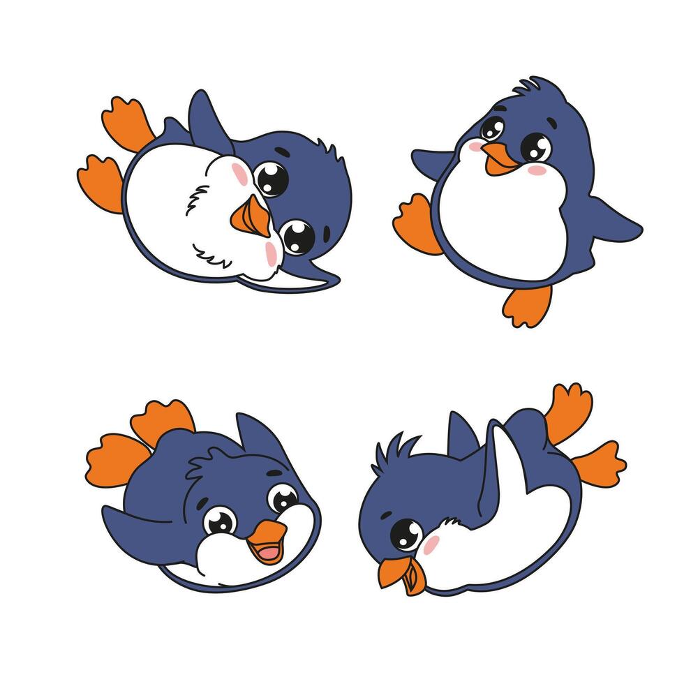 Cartoon penguin on white background. Isolated object on white background. Children drawing. vector
