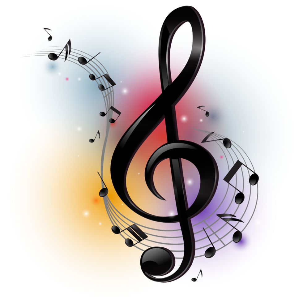 Illustration of G Clef with Music Notes png