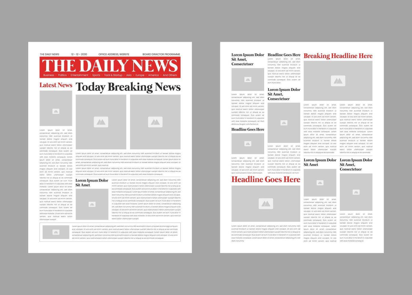 The daily news layout design or newspaper layout template vector