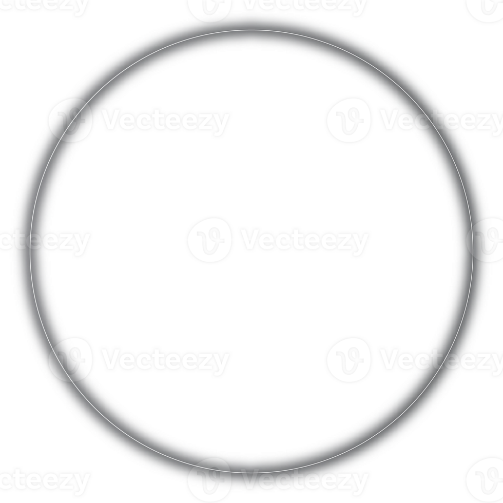 Grey Neon Glowing Circle Border Frame. Gradient Circle Frame in Black Neon. png
