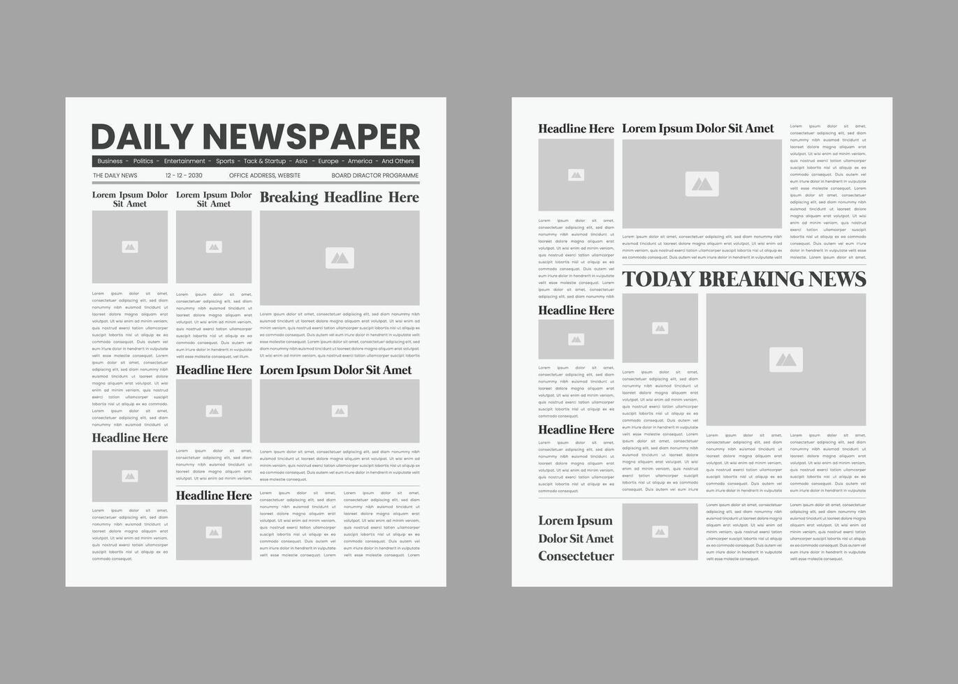 Newspaper design and The Daily Newspaper magazine vector