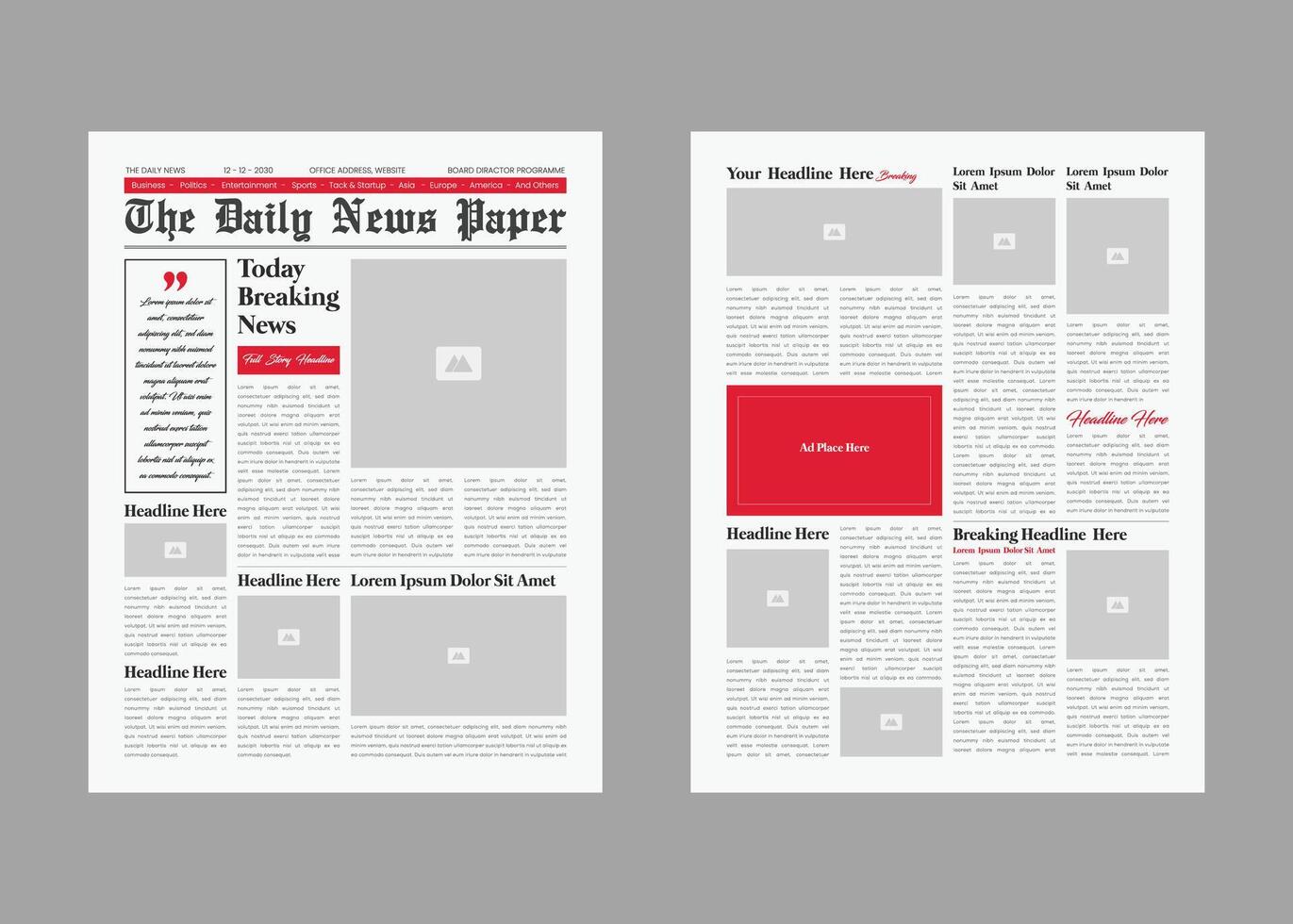 Editable newsletter template or vintage newspaper design template vector