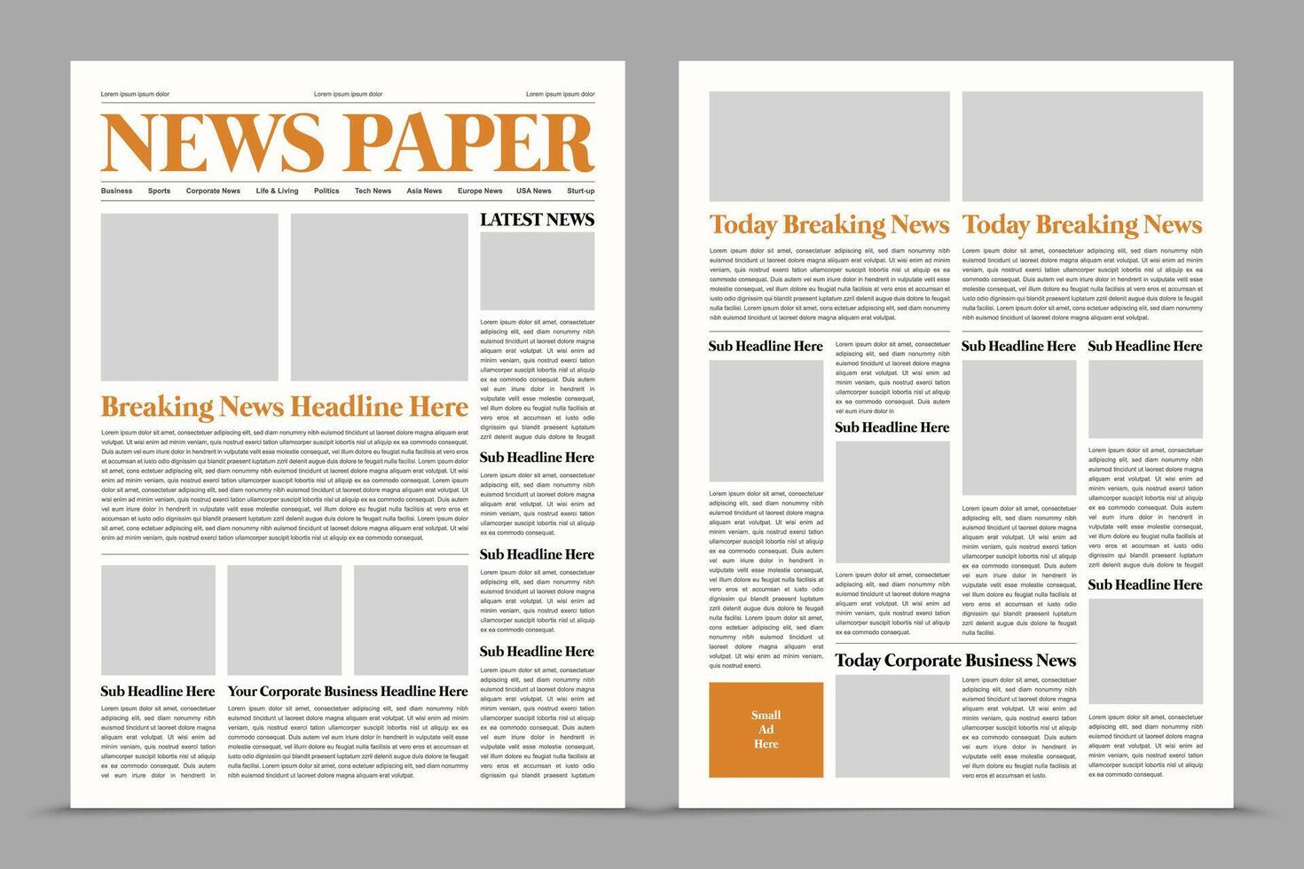 Vintage newspaper design template or newsletter template vector