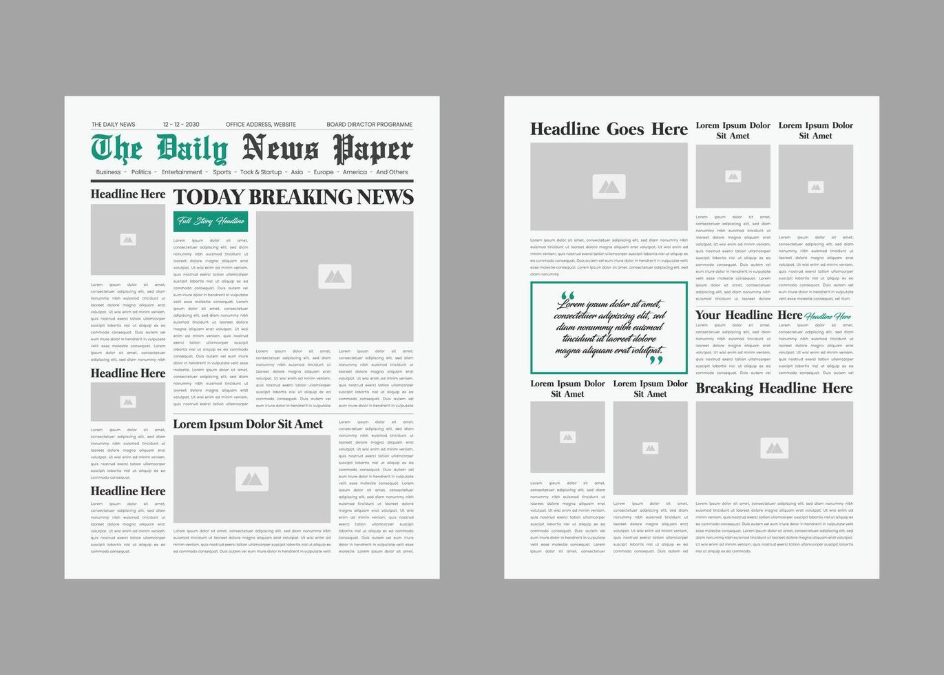 editable newsletter template or the daily news layout design. vector