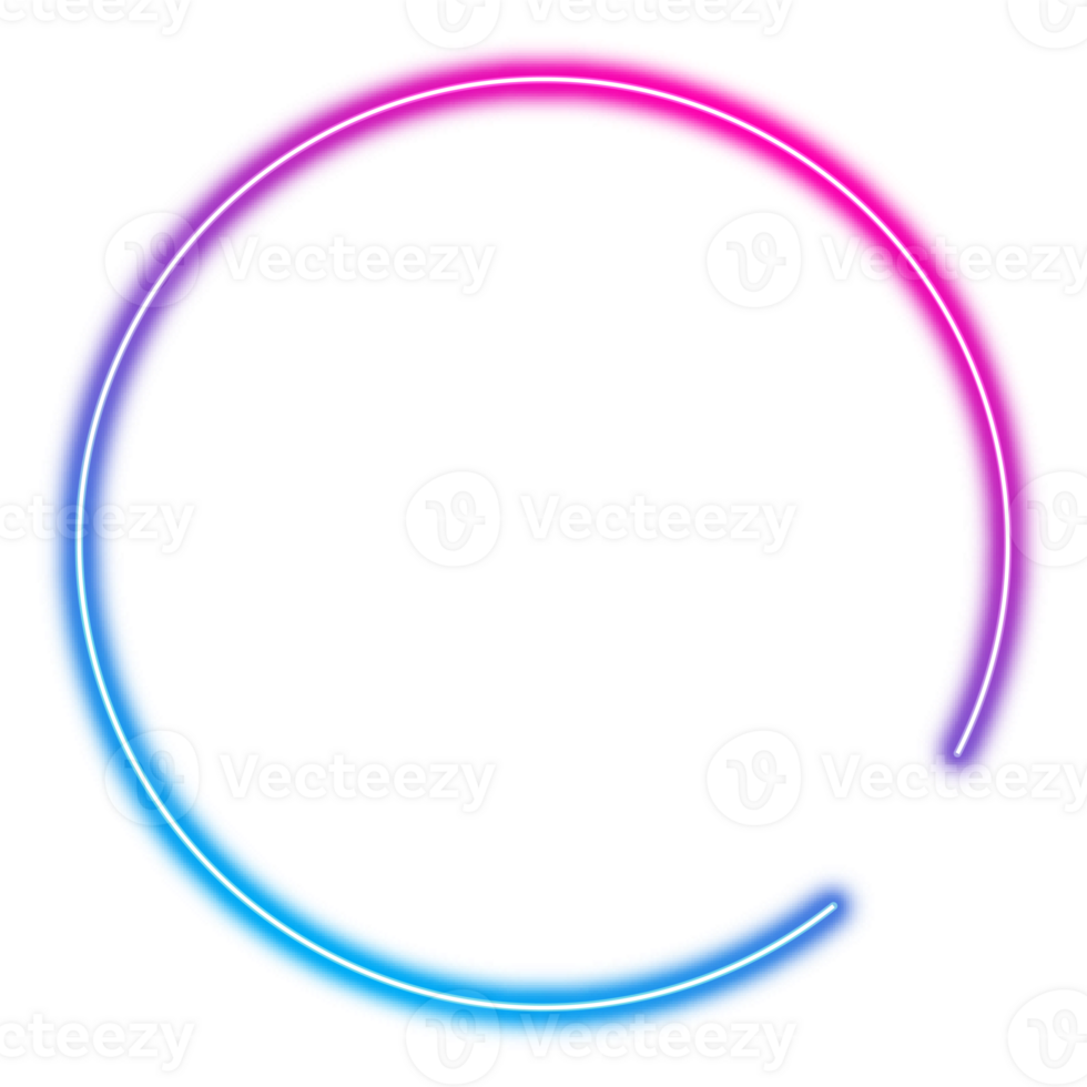 Neon Glowing Circle Border Frame. Gradient Circle Frame in Blue and Pink. png