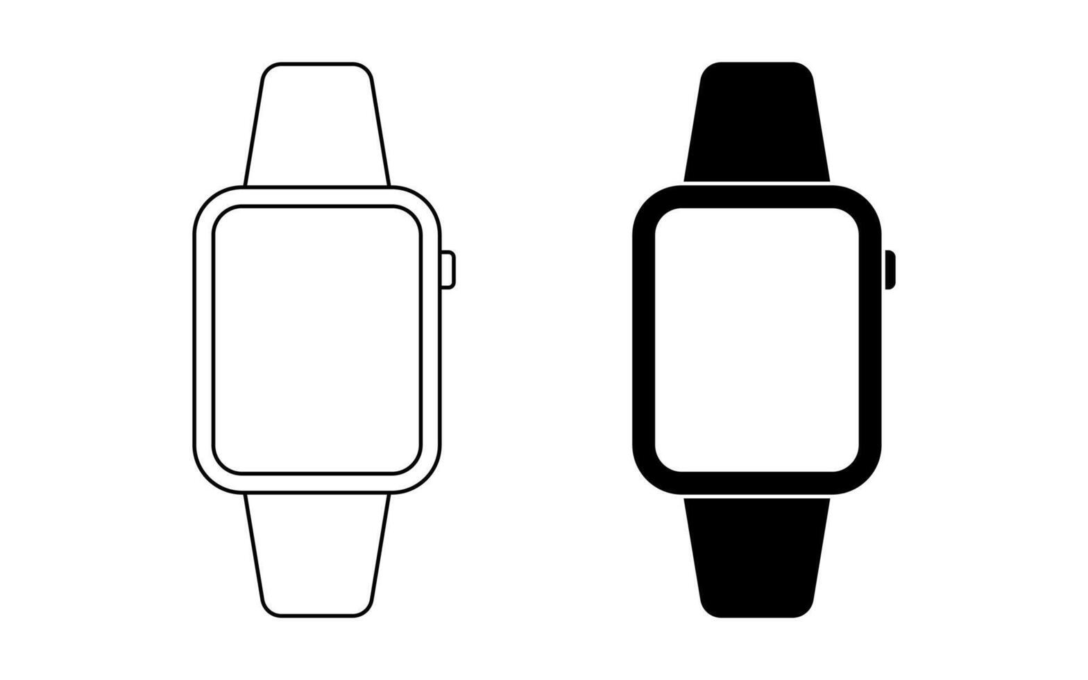 outline silhouette smartwatch icon set vector