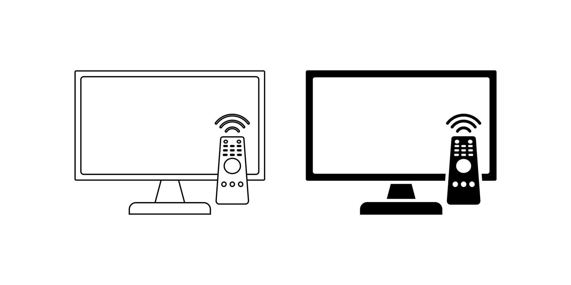 outline silhouette tv remote icon set isolated on white background vector