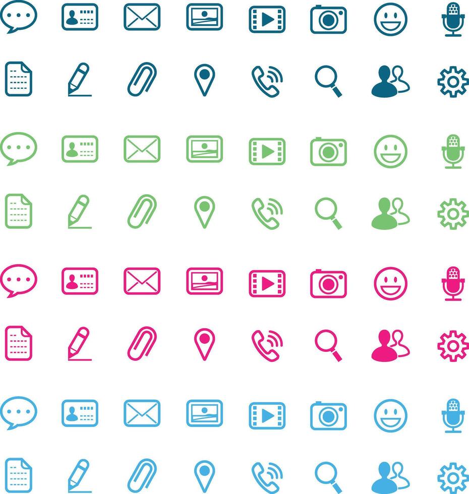 16 social media icons on a white background. vector