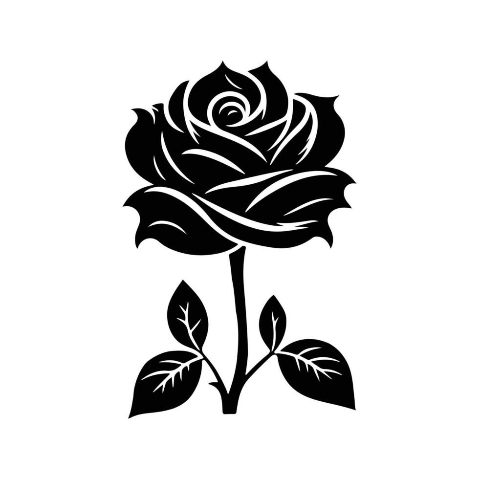 Rose icon black silhouette on a white background vector