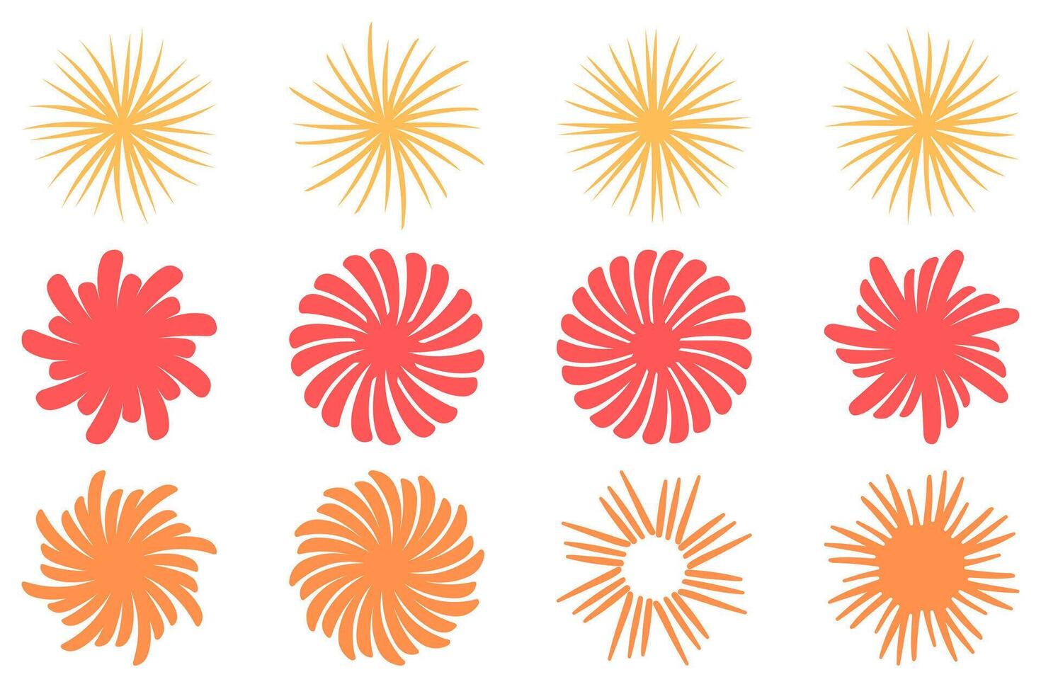 Simple Fireworks Illustration Design Set vector