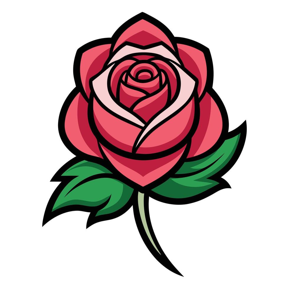 A rose with leaves and a stem vector