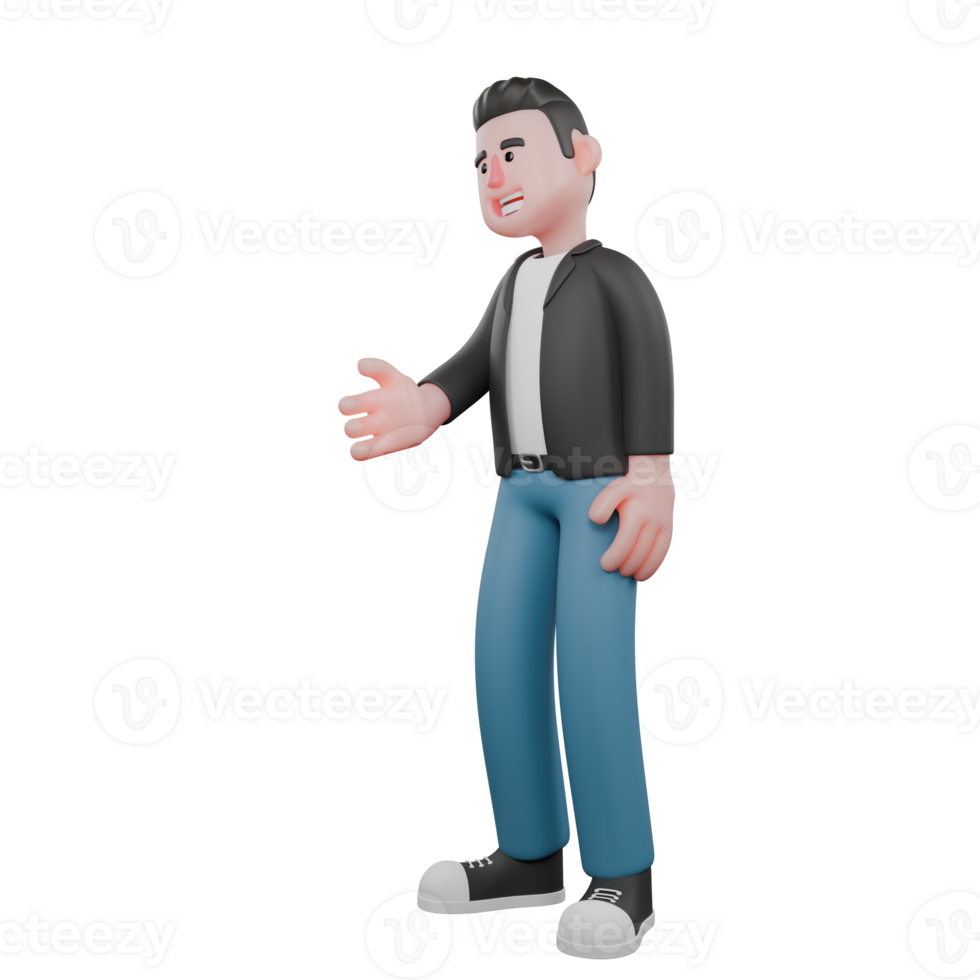 Creative 3D Cartoon Cameraman Artwork in Design Style. A male cameraman with one hand extended forward to shake hands, a smiling expression . Illustration png