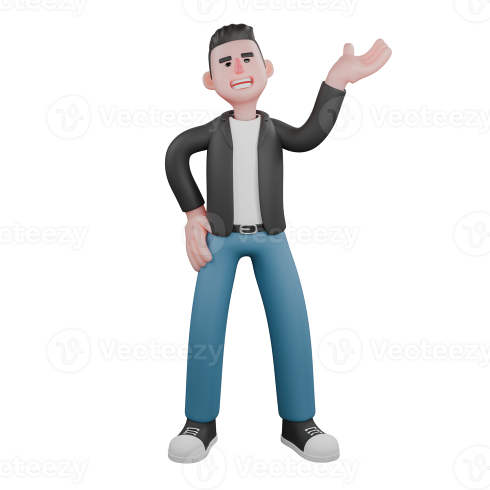 Cartoon Cameraman Design in Creative Style Artwork 3D. A Male Cameraman stands with his legs slightly apart, one hand on his hip, speaking with a friendly expression . Illustration png