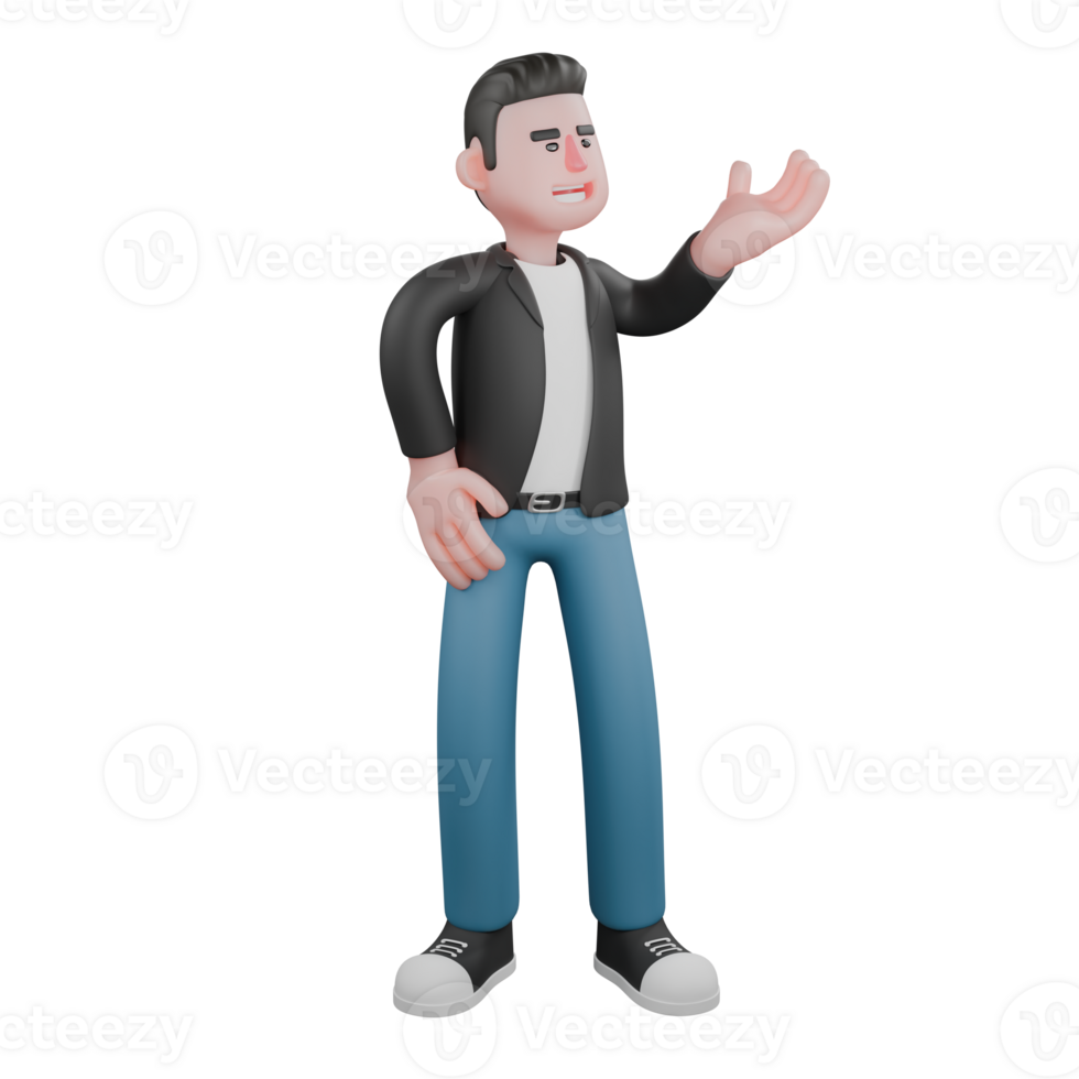 Creative 3D Cartoon Cameraman Artwork in Design Style. A Male Cameraman stands with one hand on his hip, speaking with an enthusiastic expression . Illustration png