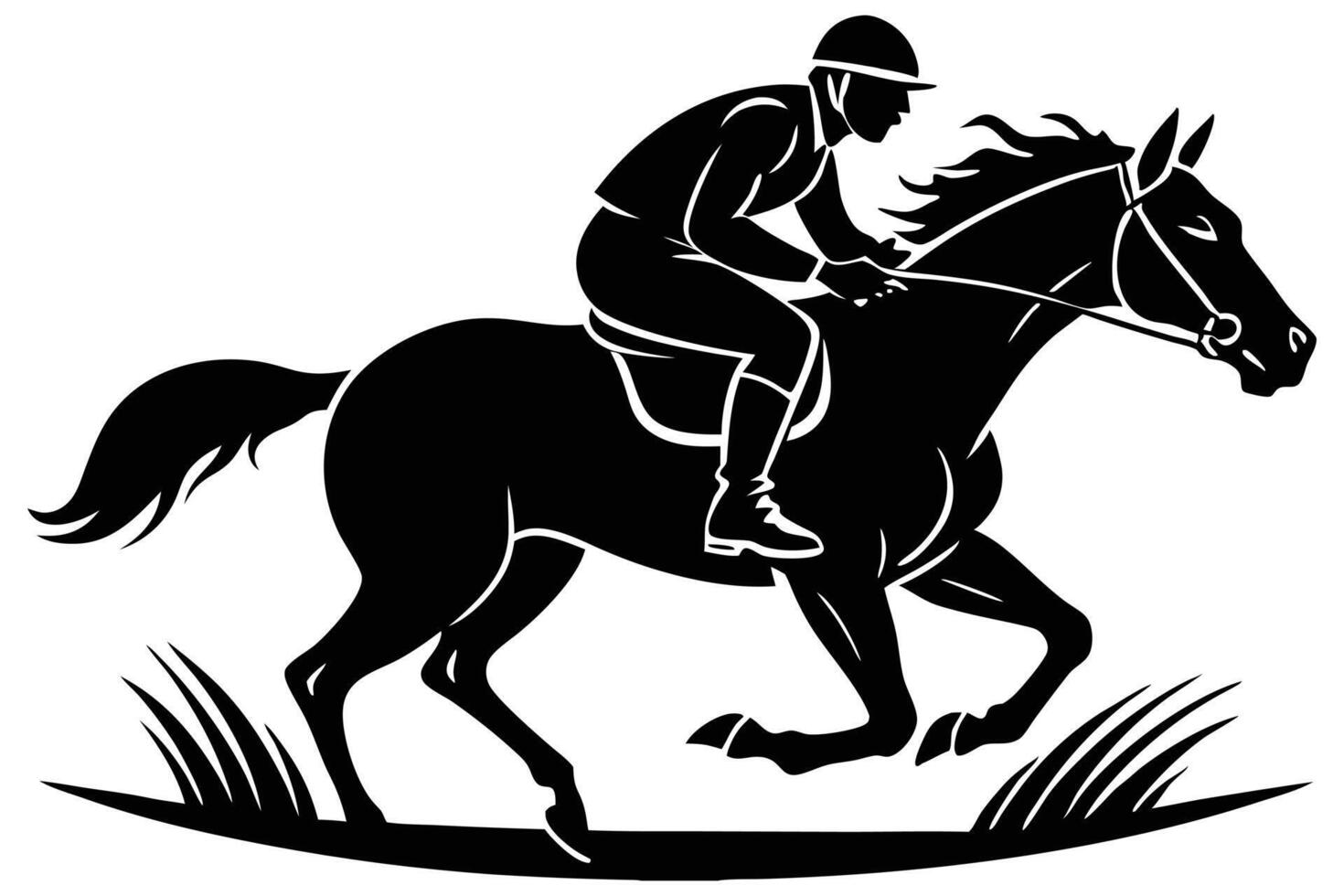 Horse race silhouette vector