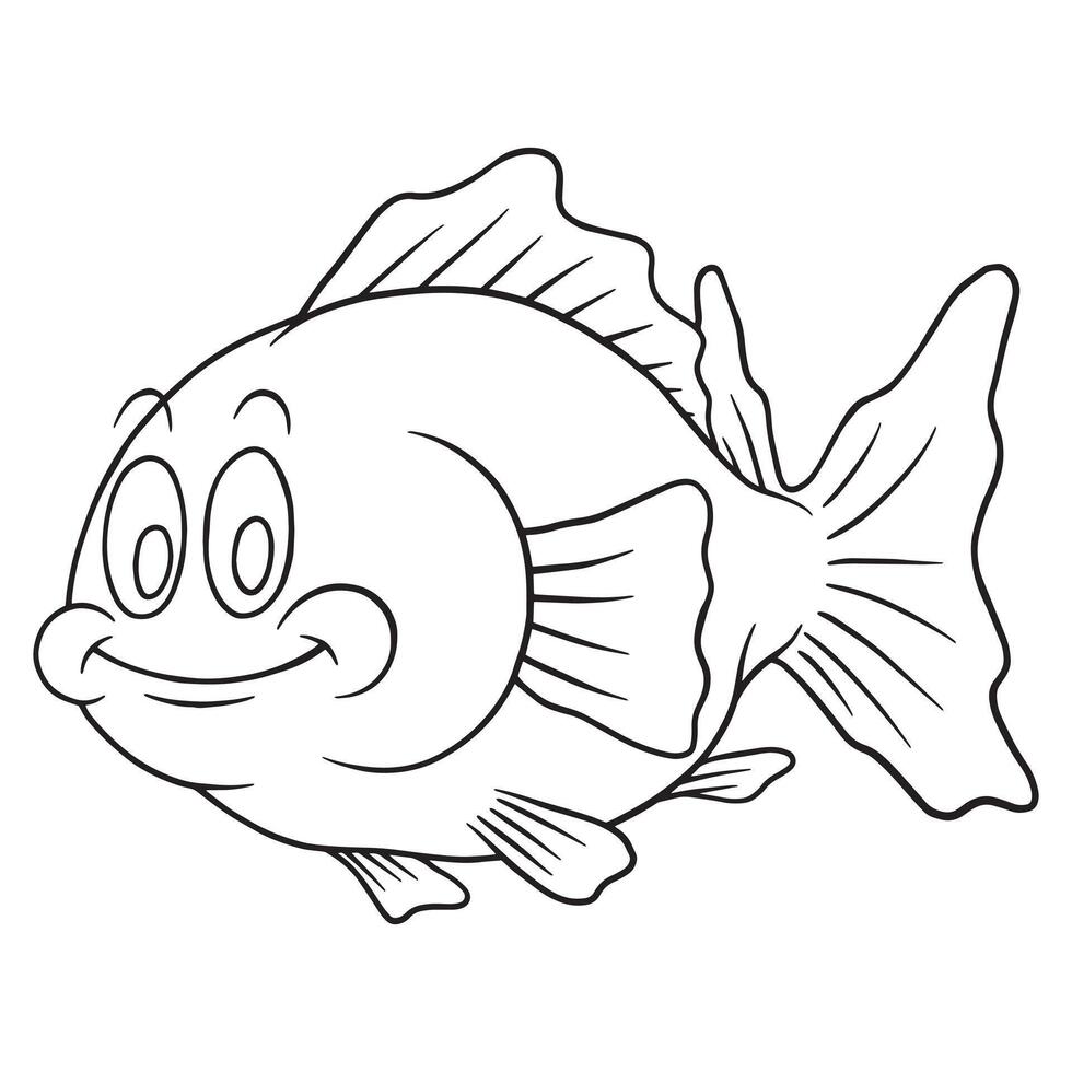 coloring cartoon of chubby gold fish vector