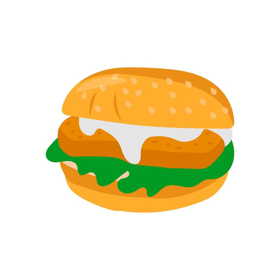Seafood Burger, Seafood Illustration vector