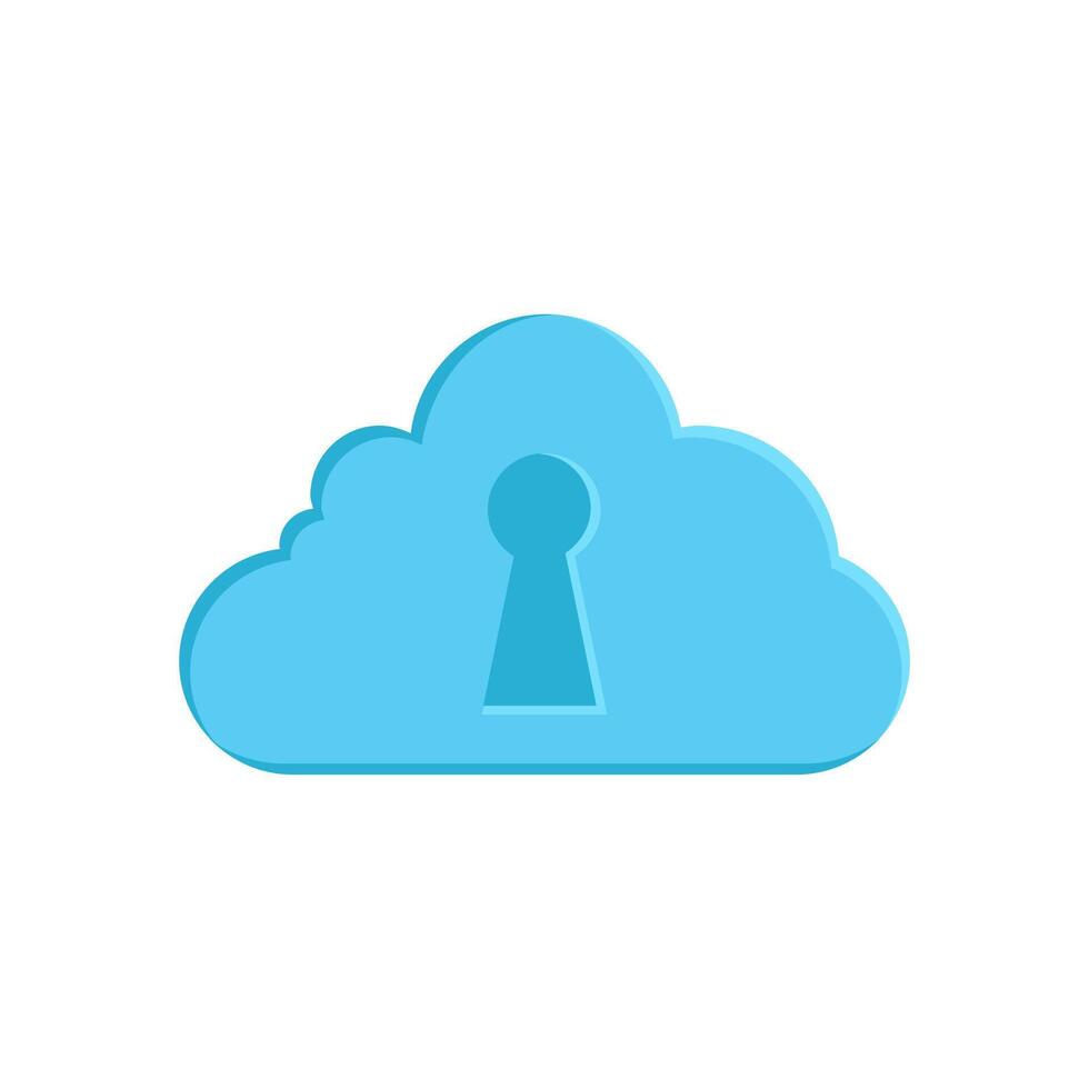 Secure Cloud Storage Flat Icon, illustration vector