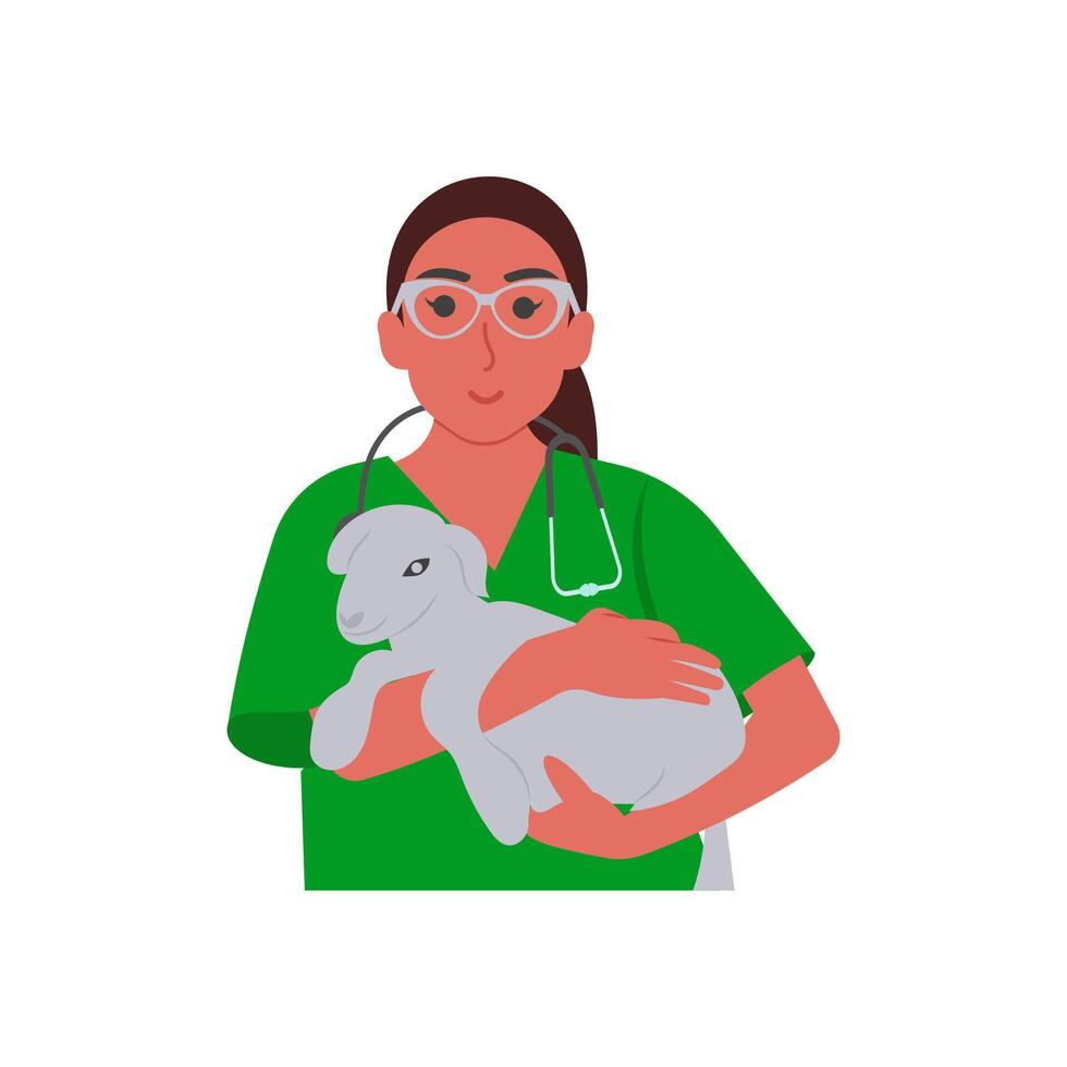 Female Veterinary Flat Illustration vector